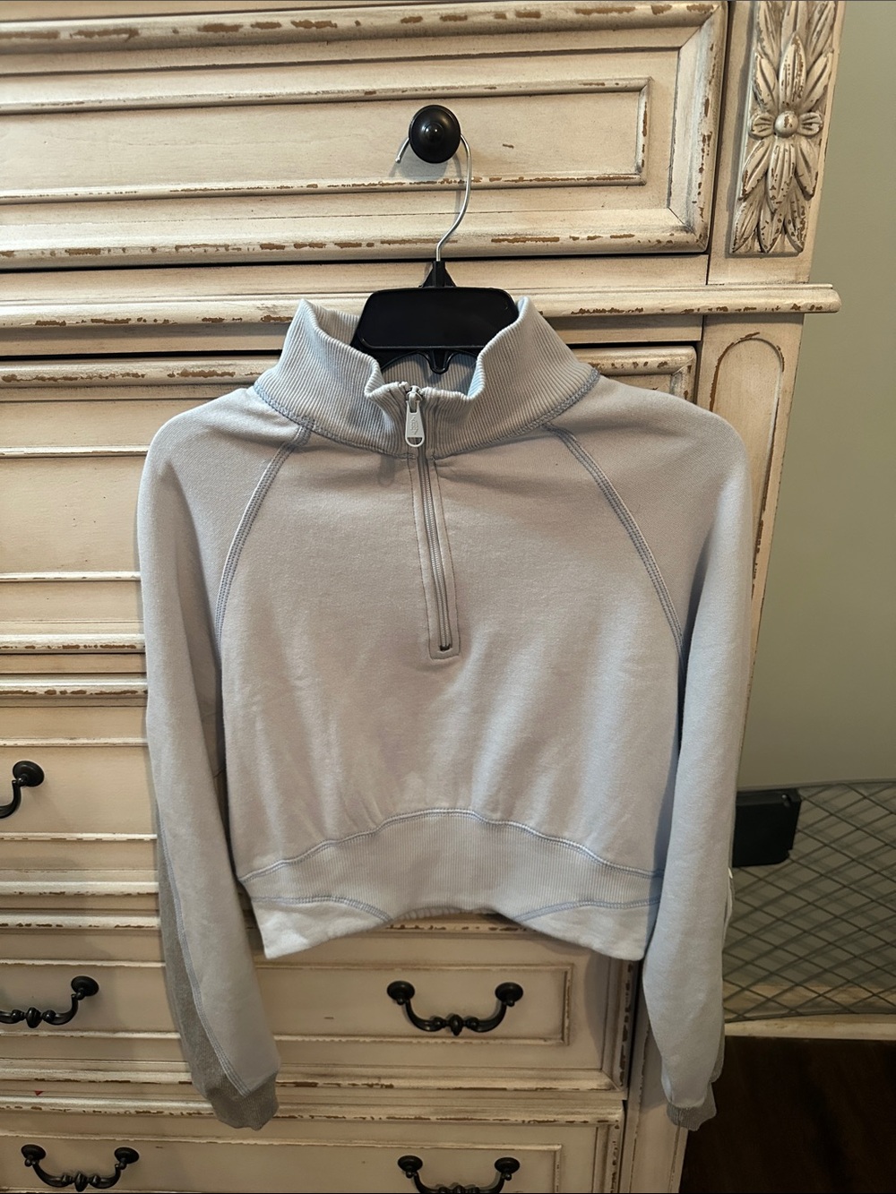 FP Movement by Free People Light Blue Half-Zip Cropped Sweatshirt